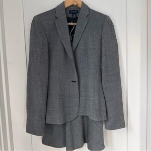 VTG ANN TAYLOR 2pc Wool Blend Suit Set Herringbone Blazer & Skirt Sz 4/6